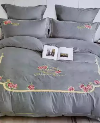 Мягкий нежный постельный комплект от бренда ALLANNA, серый, сатин/бамбук